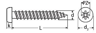 KÓD: 020 UNIVERZÁLNÍ VRUT DO DŘEVA S PŮLKULATOU HLAVOU A KŘÍŽOVOU DRÁŽKOU CROSS RECESSED ROUND HEAD WOOD SCREWS Materiá: Oce, nerez A2, A4 PZ k 2 2,5 1 2,1 4,75-5,25 3,0 1 2,3 5,65-6,35 3,5 2 2,6