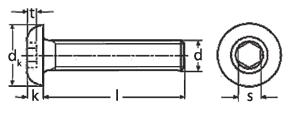 NORMA: ISO 7380 ŠROUBY S PŮLKULATOU HLAVOU S VNITŘNÍM ŠESTIHRANEM HEXAGON SOCKET BUTTON HEAD SCREWS WITH PIN Materiá: Oce, nerez - A2, A4 Pevnost: