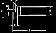NORMA: DIN 963 ŠROUBY SE ZAPUŠTĚNOU HLAVOU A ROVNOU DRÁŽKOU SLOTTED COUNTERSUNK HEAD SCREWS Materiá: Oce, nerez - A2, A4 Pevnost: 4.