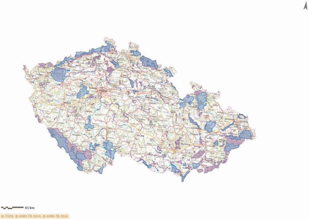 Legenda: Modré oblasti Ptačí oblasti (PO) Fialové oblasti Evropsky významné lokality (EVL) Obr. 21. Ptačí oblasti a Evropsky významné lokality v ČR Zdroj: Vlastní projekt na http://mapy.nature.cz/. 1.