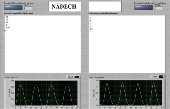 Po dokončení výdechu aplikace zobrazuje pouze instrukce pro započetí dalšího nádechu.