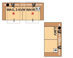 popis WA1L 2,5LKV WA1R = 2,5-sedák s nastavením vlevo, WallAway1 funkcí u obou sedáků; CanGFRKV = Kanape rovné s