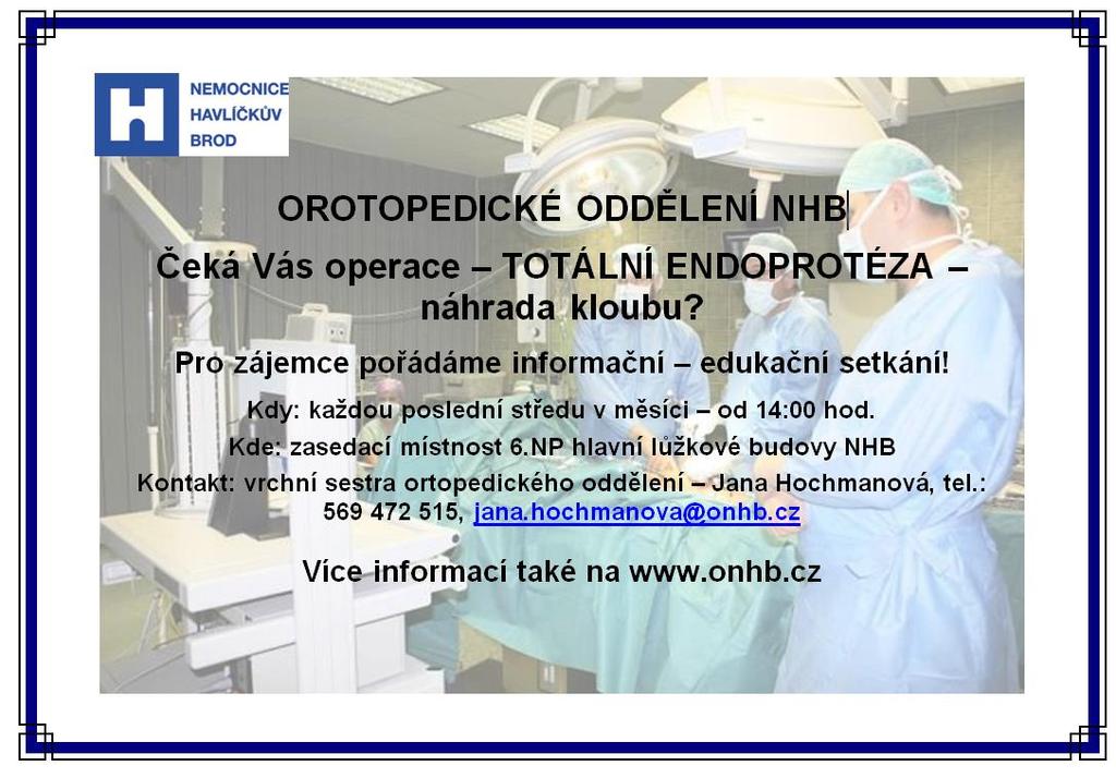 Následná péče Rehabilitační oddělení - Nemocnice Havlíčkův Brod Rehabilitační oddělení - Hamzova odborná léčebna pro děti a dospělé Košumberk Oddělení dlouhodobě nemocných - Nemocnice Havlíčkův Brod