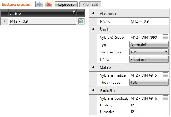 Uživatelská příručka IDEA Connection 176 9.3 Sestavy šroubů Příkazem navigátoru Materiály > Šrouby se spustí prohlížení a editace charakteristik šroubů a kotev použitých v projektu.