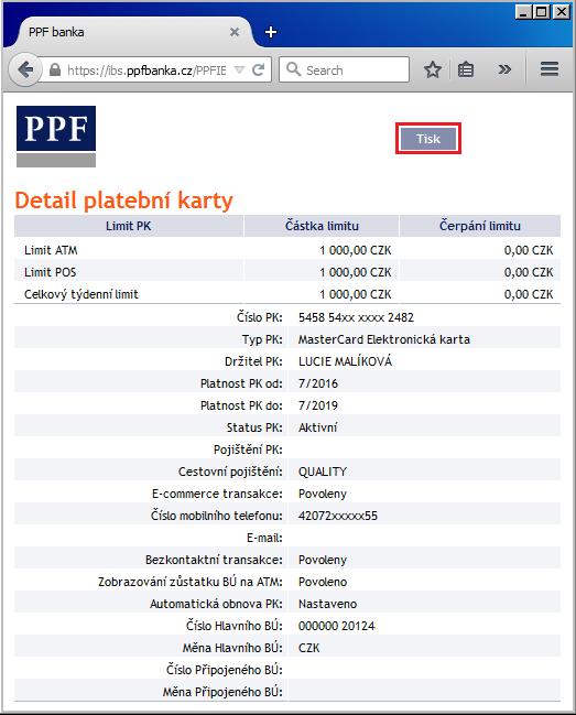 3.2. Zobrazení neplatných Karet a jejich detailů V přehledu neplatných Karet si kliknutím na ikonku