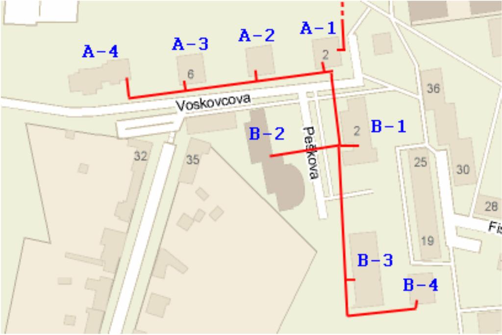 Kapitola 8 Případová studie Případová studie pro testování vytvořeného GIS systému byla vybudována na projektové dokumentaci optické počítačové sítě z [59, s. 53 59].