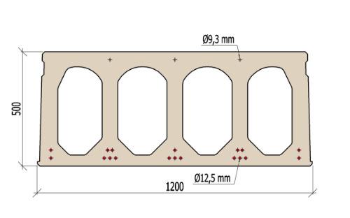 Předem předpjatý beton - prefabrikáty Nosníky RC: h (1/10 1/15) l PC: h (1/15