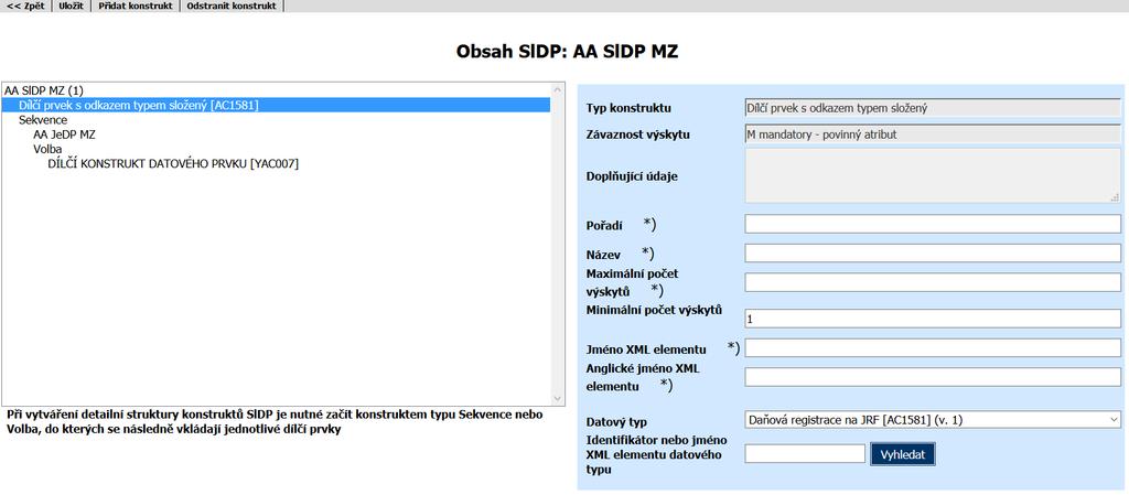 3.5 Klíčová slova Zobrazí se po kliknutí na tlačítko Klíčová slova v detailu SlDP. Obrazovka Klíčová slova Obrazovka zobrazí nabídku klíčových slov.