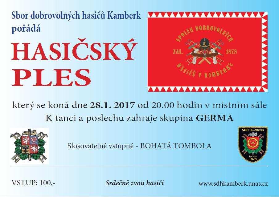 Společenská rubrika 21.1. oslaví 84 let pan Josef Hajný z Hrajovic 6.2. oslaví 50 let paní Jana Dvořáková z Kamberka 1.3. oslaví 60 let paní Jana Fritschová z Kamberka 9.3. oslaví 81 let pan Josef Franěk z Kamberka 31.