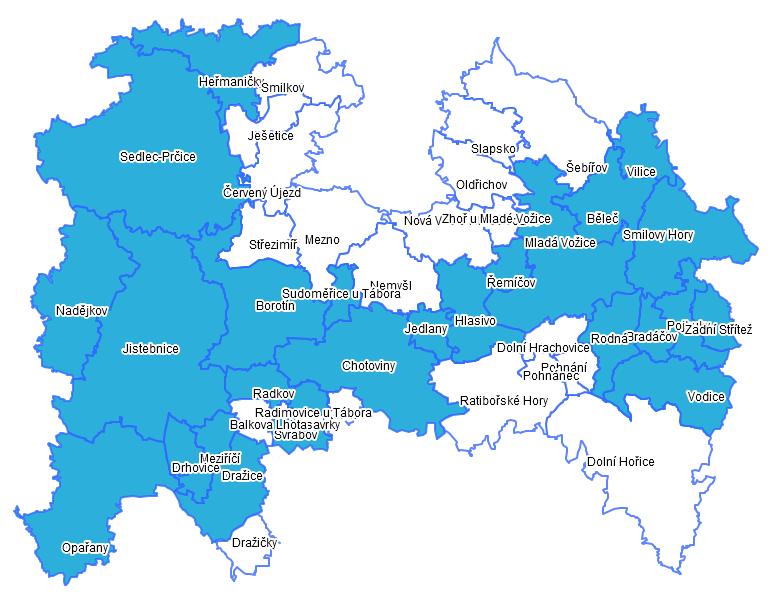 Mapa 3: Senioři mají možnost využívat pečovatelskou službu nebo jiné služby usnadňující seniorům život Z provedeného šetření názorů seniorů z obcí zájmového území vyplynulo, že služby, které by jim