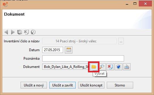 Pořízení majetku 3.2.6 Dokumenty Připojte si ke kartě majetku libovolnou přílohu.