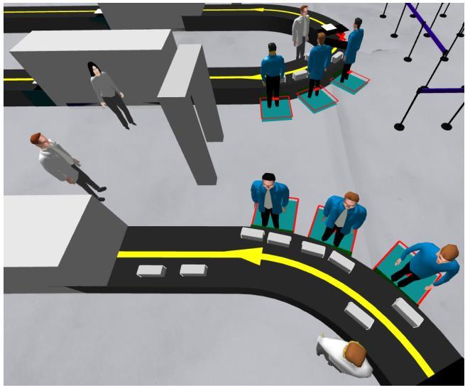 Obr. 5 Model automatické trati s paralelní přípravou cestujících (zpracováno v programu CAST) [4] Student se v práci zabýval srovnáním manuálních a automatizovaných tratí se sériovou a paralelní