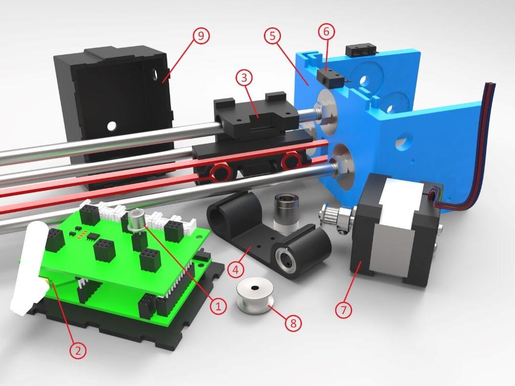 which gas sensor is attached. The PCB is protected by a cover (9) preventing a mechanical damage.