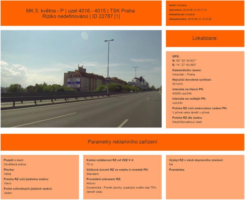 Presence of AE near traffic signs AE area Position relative to the direction of the AE s chainage Perpendicular distance of AE from horizontal road marking The elevation level of AE in relation to
