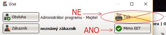 tlačítko Uložit na tlačítko MIMO EET - Tímto, je systém připraven na účtování služeb či položek, které není ze zákona nutné evidovat přes EET Příklad: - Otevřeme Účet a standardně přidáme služby,
