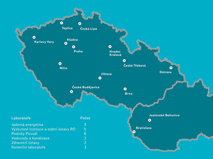 Obr. 3. Rozložení zúčastněných laboratoří v ZZ OR-RA-15 v České republice a Slovenské republice Fig. 3. Distribution of the participating laboratories in ZZ OR-RA-15 in the Czech Republic and the Slovak Republic Tabulka 2.