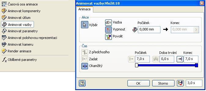 25 2.2.2.4 Animovat vazby Po stlačení tlačítka Animovat vazby se zobrazí následující okno. Obr. 2-19 Animace vazby V tomto okně jsou různé možnosti jak vazby vypnout a znovu zapnout.