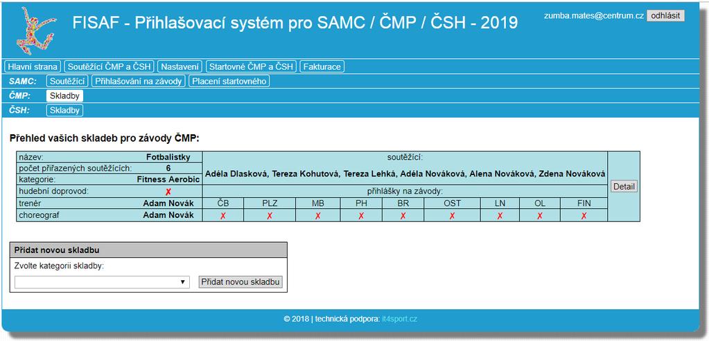 Problematika náhradníků v ČMP (případně ČSH) V sekci Skladby soutěže ČMP vytvořte