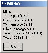 Je-li satelit označen zelenou barvou, je aktivován. Lze sledovat pouze ty kanály, které jsou na aktivovaném satelitu přijímače.