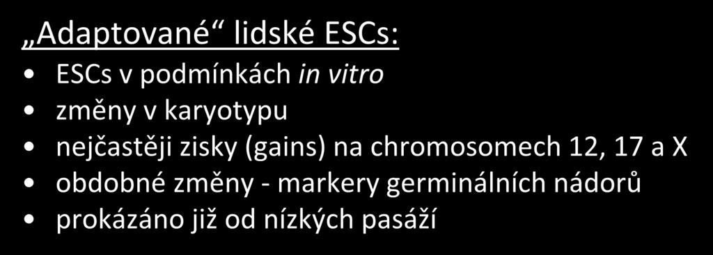 Adaptované lidské ESCs: ESCs v podmínkách in vitro změny v