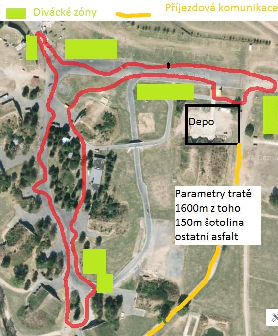 CELKOVÁ MAPA RALLY (Divácké zóny, důležitá místa, Start, cíl rally,
