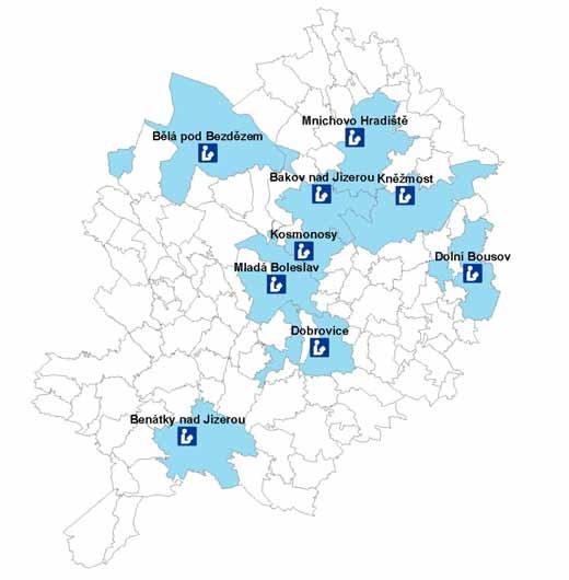 5.3 Přehled profesionálních knihoven Mladoboleslavska Ve sledovaném regionu se nachází kromě KMMB 8 profesionálních knihoven (viz obrázek č. 4). Ty jsou dle zákona č. 128/2000 Sb.