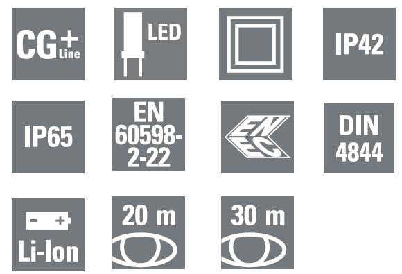 Matrix AE CGLine+ Nouzové svítidlo s technologií Matrix měnitelný symbol Vyvinuté speciálně pro řízenou evakuaci (AE), což znamená, že svítidlo dokáže měnit