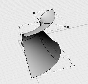Rotační plocha Je dán meridián plochy jako (Neracionální) Bezierova křivka v rovině (x,z).
