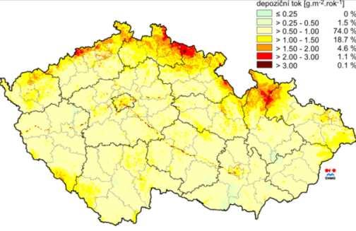 gif) Mapa ENV 1-3: Pole roční průměrné depozice dusíku v ČR v roce
