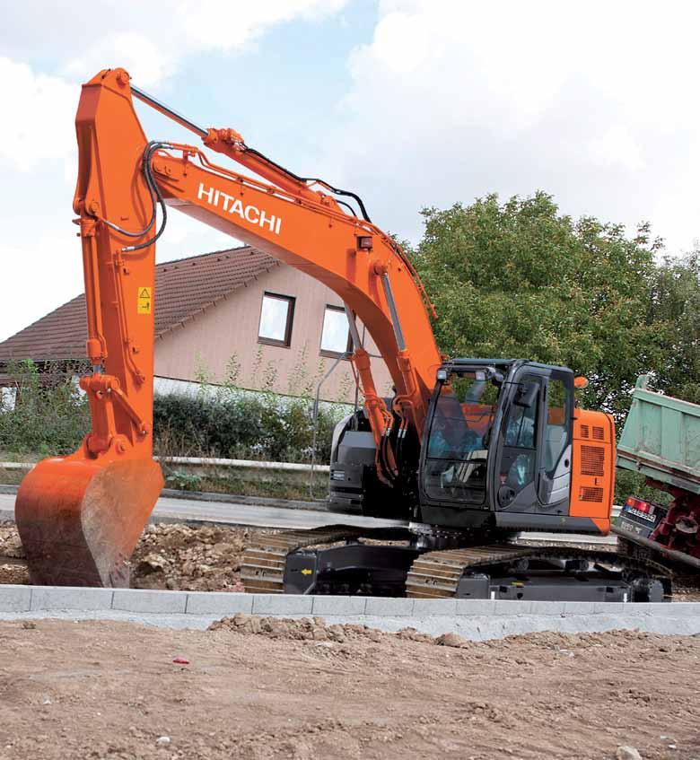 ZX225US-5 VÝKON Rychlejší a ještě úspornější ve spotřebě pohonných hmot, než jeho předchůdce: Nové, výkonné rypadlo ZA- XIS 225US dosahuje bez obtíží vyššího výkonu při přepravě zeminy, stejně jako