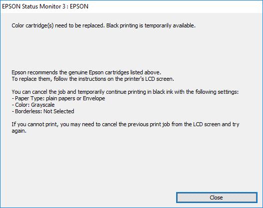 Výměna inkoustových kazet a dalších spotřebních dílů Je-li nástroj EPSON Status Monitor 3 zakázán, otevřete ovladač tiskárny, klikněte na tlačítko Rozšířená nastavení na