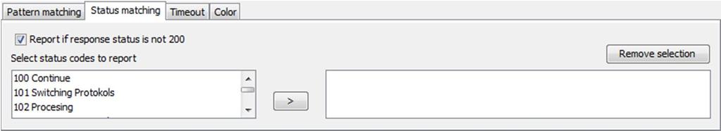 Status Matching V případě, že je checkbox zaškrtnutý, budou se do reportu uvádět ty nálezy, u kterých byl zjištěn jiný stavový kód než 200 OK.