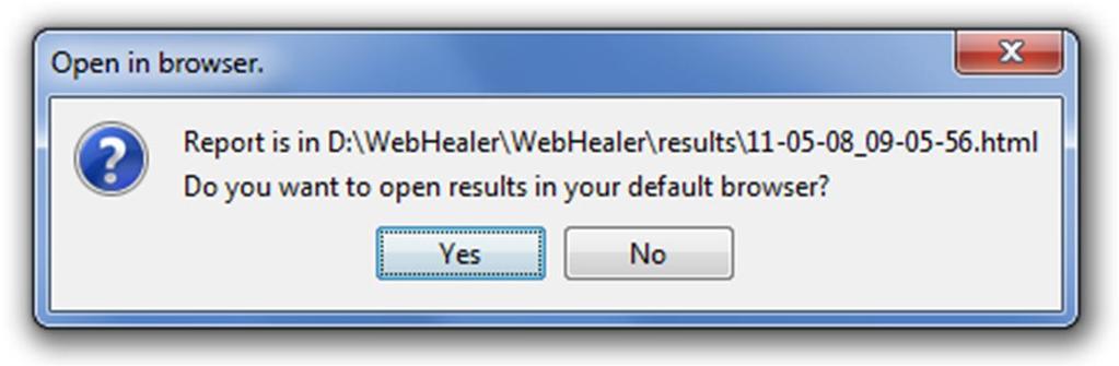 Po celém průběhu testovací procedury se výsledky uloží do HTML souboru.