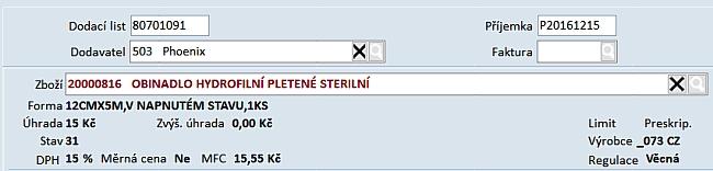 detailu příjemky Byly odstraněny indikátory překročení přirážky, MAX PC a Exspirace již byly nahrazeny indikátory u jednotlivých položek Název i číslo zboží se zobrazují společně v poli Zboží podobně