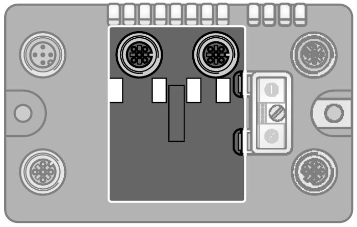 : 6914218 Zapojení pinů (M12, kódování D) RFID Channels Propojovací kabel (např.): RK 4.5T-2-RS 4.
