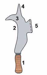 VINOHRADNICTVÍ Zahnuté nože využívané za účelem regulace nadzemní části révového keře, představovaly již od starověku (Etruskové) nepostradatelné ruční nářadí vinohradníků.