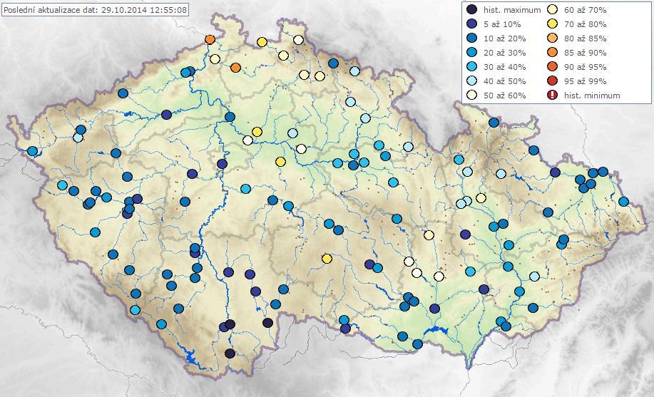 G. Vyhodnocení stavu sucha V uplynulém týdnu nedošlo k výrazným změnám v zásobách půdní vláhy na většině území ČR.