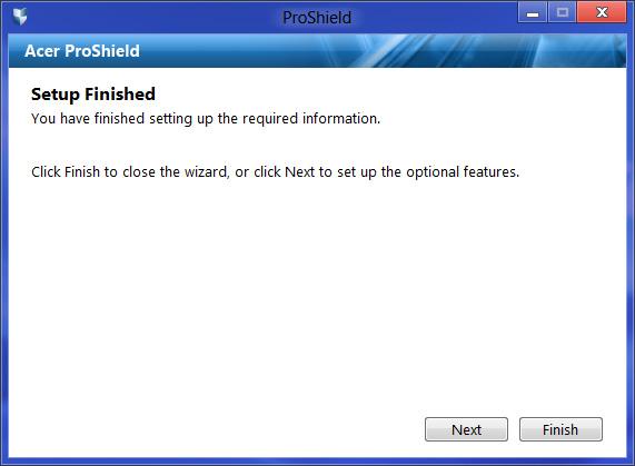 Acer ProShield - 49 Jakmile si heslo nastavíte, můžete klepnout na položku Další a nastavit si osobní zabezpečený disk nebo