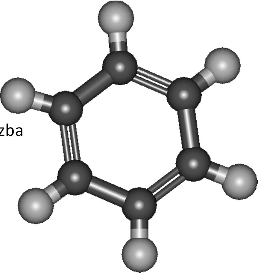 1: Předpokládaná struktura benzenu (ve skutečnosti jsou všechny vazby rovnocenné) [2] dostupné z: