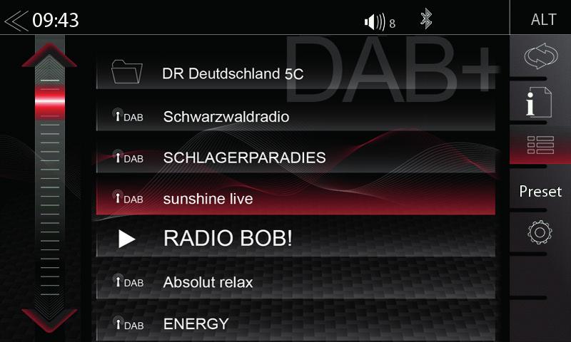 funkce, jako např. sledování stanic DAB<>DAB a FM<>DAB.