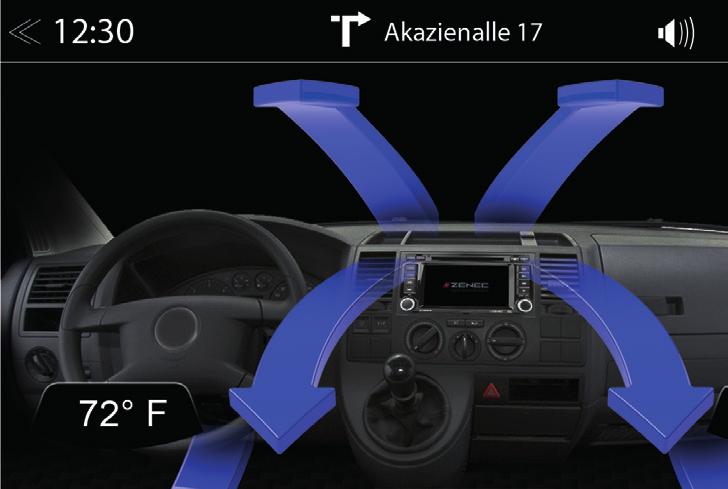 Vozidlo Parkovací asistent Zvuková asistence při couvání Zvukový systém OE Linky dynamické kamery Přední radar AC info (vyskakovací okno) Informace o automobilu (vyskakovací okno) KAM Klepnutím