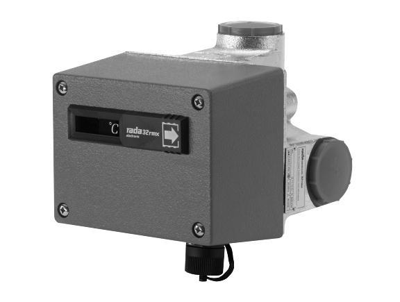 Rada 32 rmx Elektronický směšovací ventil pro cirkulační okruhy Technická data Připojení vstupy/výstup 1 1/4", teplá voda vpravo, studená voda vlevo napájení U = 12 V z bezpečnostního trafa 220/12 V
