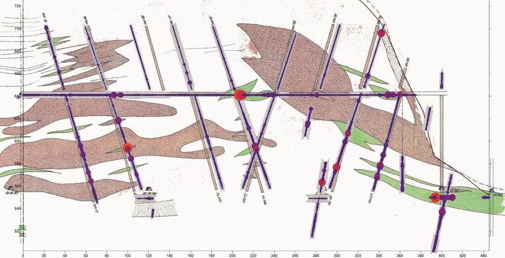 2.2.5. Modelování tělesa granitu a celkové litologie ložiska Cínovec Východ Modelování tělesa rudonosného granitu vychází ze studia archivních zpráv [1-4] a databáze poskytnuté Geofondem ČGS.