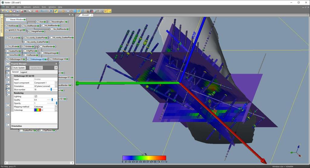 43: 3D vizualizace obsahu Li bloků ložiska pomocí OrthoImage XY,