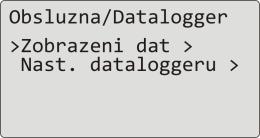 V menu Obsluzna/Datalogger vyberte položku Zobrazeni dat >, potvrďte. Otevře se menu s měřenými daty: V horní části je zobrazen datum měření (platné pro 1.