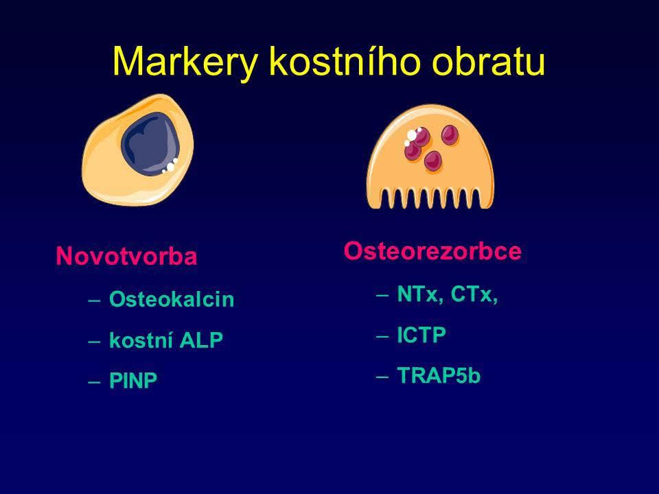 Kostní metabolizmus KAPITOLA 25 Tartarát-rezistentní kyselá fosfatáza 5b (TRACP 5b) Klíčové informace: Markery kostní novotvorby jsou buď úměrné syntetické aktivitě osteoblastů (OC), syntéze kolagenu