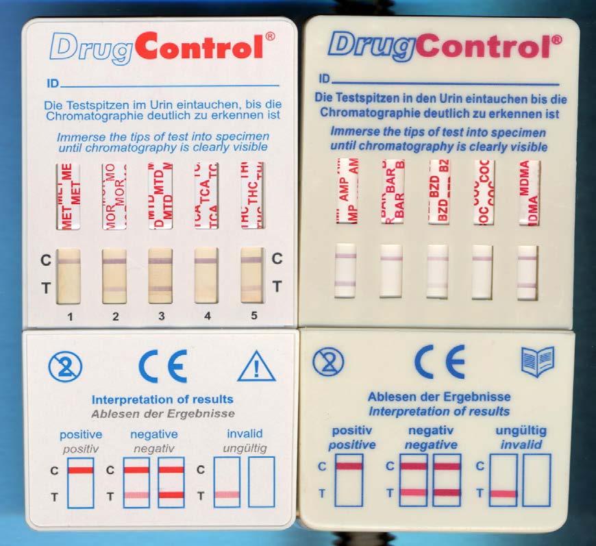 Základy toxikologie v klinické laboratoři KAPITOLA 36 Obrázek 36.6 Příklad screeningové destičky umožňující detekci 10 druhů zneužívaných látek v moči.