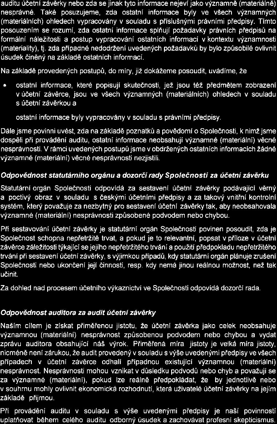 Zpráva nezávislého auditora