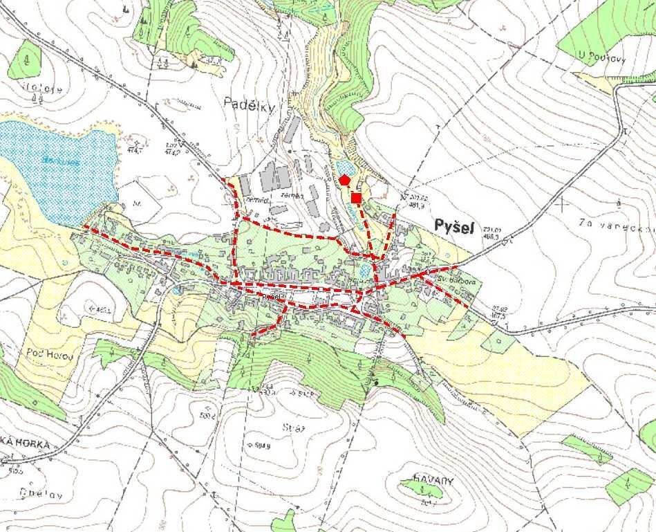 ÚZEMNÍ PLÁN PYŠEL VODOVOD PRVK KRAJE VYSOČINA KANALIZACE PRVK KRAJE VYSOČINA A.